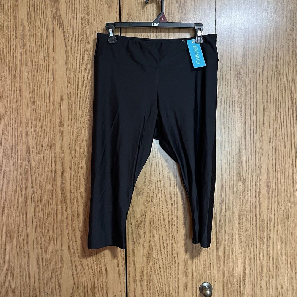 NWT Calypsa Capri Swim Leggings Black Women’s Large